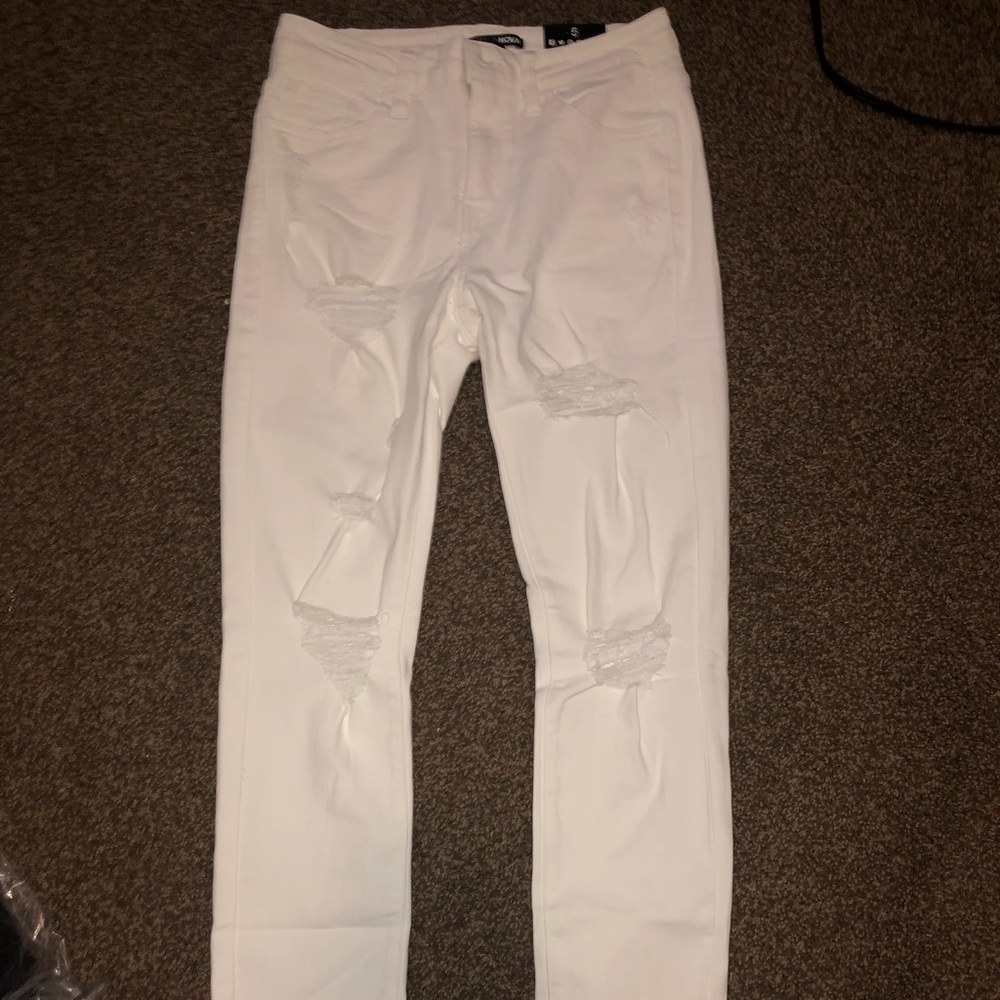 Brand New Fashion Nova Ripped White Jeans